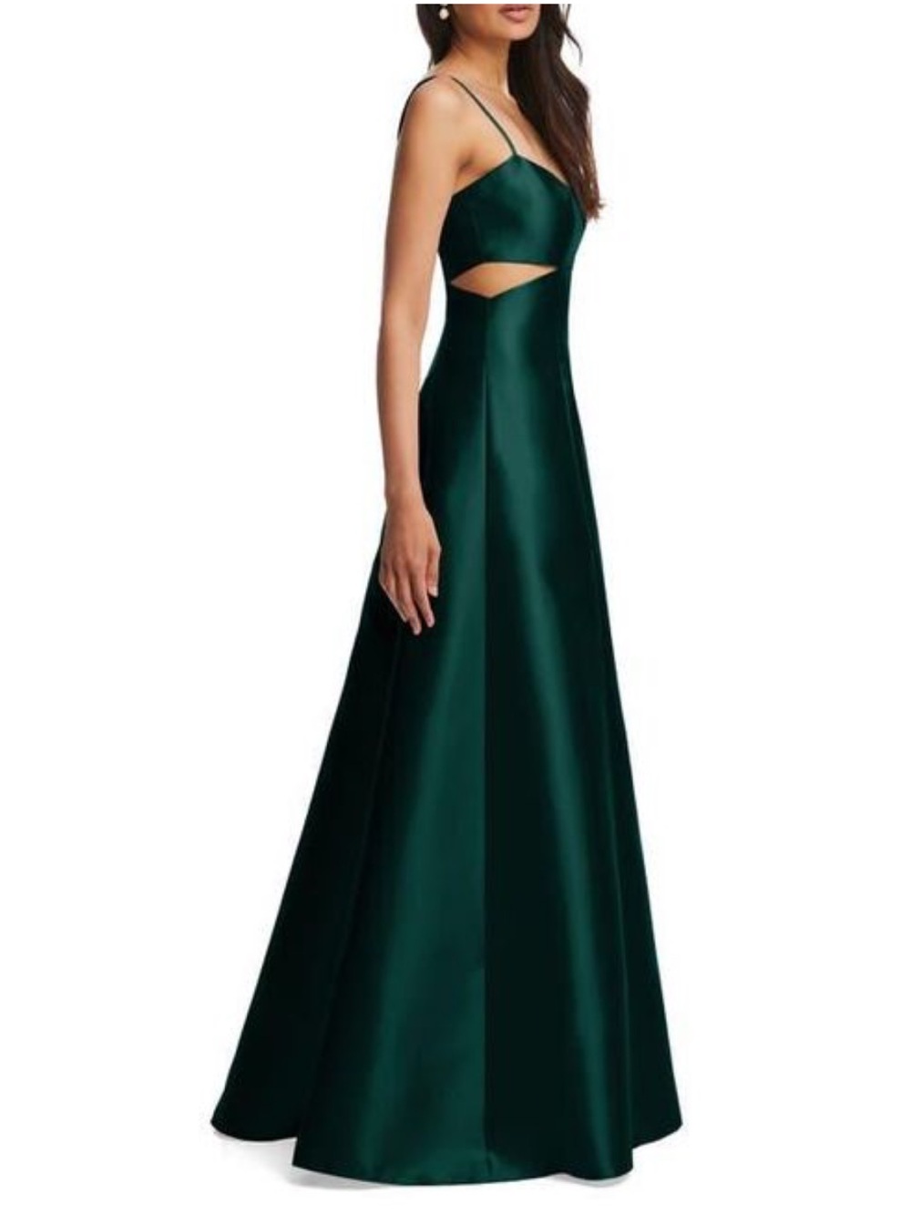 NWT Alfred Sung Sz 8 Regular Emerald Green Cutout Satin Gown Dress Ret $277! - Picture 3 of 15